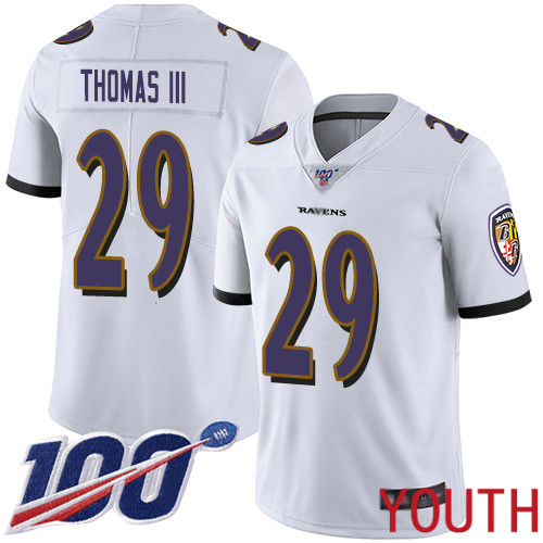 Baltimore Ravens Limited White Youth Earl Thomas III Road Jersey NFL Football 29 100th Season Vapor Untouchable